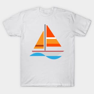 Sailing Boat Funny Nursery Cartoon Drawing Design T-Shirt